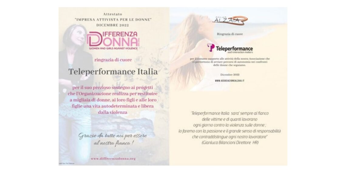 Teleperformance a fianco di Alzaia Donne e Differenza Donna per la lotta contro la violenza di genere